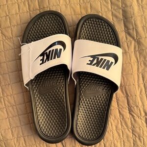 Nike Black and White Slide Sandals